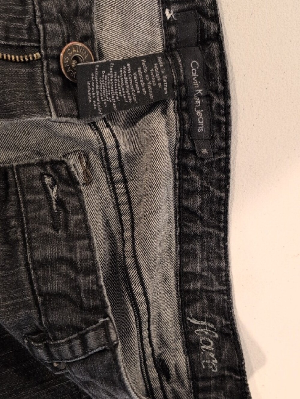 Calvin Klein Jeans Black Washed Denim Jean's - Picture 3 of 13